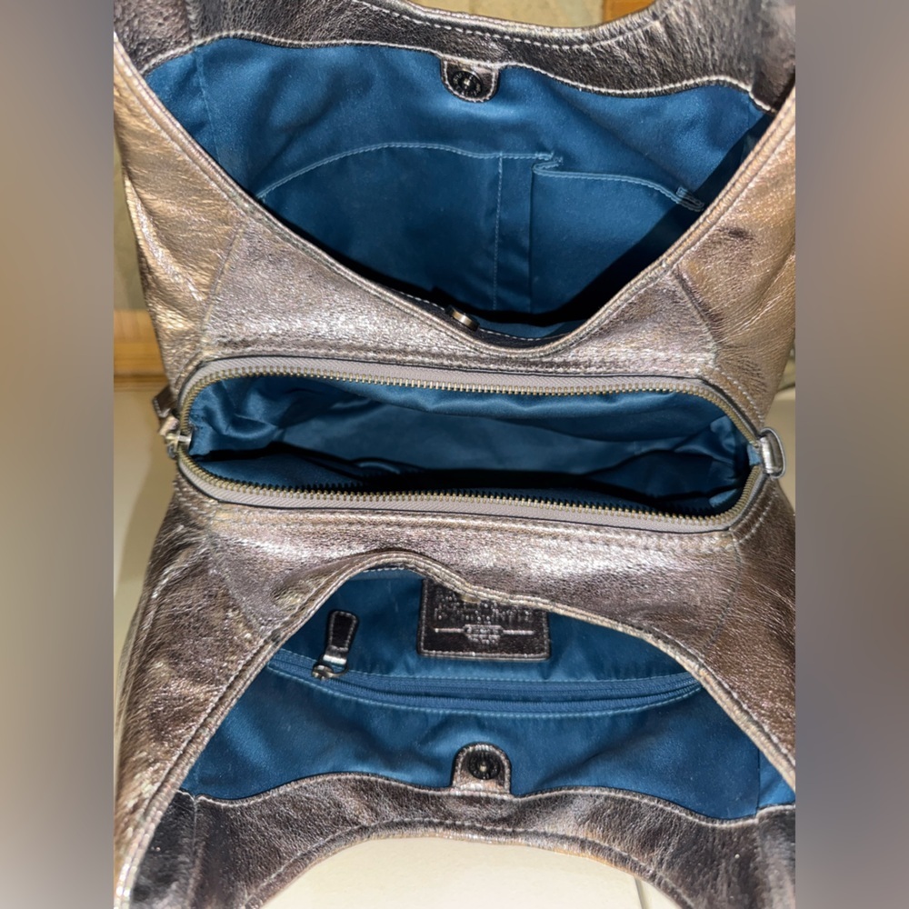 Coach Madison Maggie Metallic Gunmetal Leather Hobo Bag Excellent Vintage Y2K - Picture 5 of 7